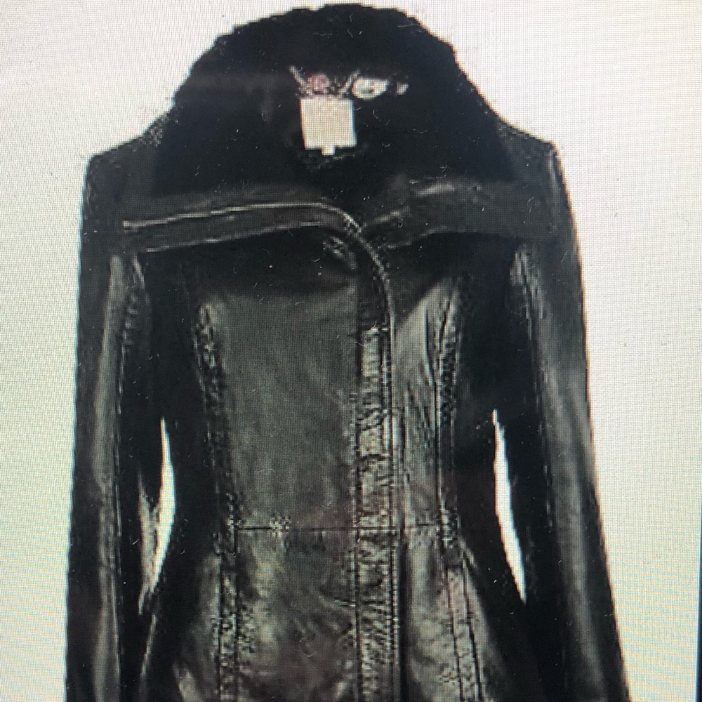 Ted Baker Womens Amilia Shearling Collar Leather Jacket Size 1 US XS - Picture 2 of 7
